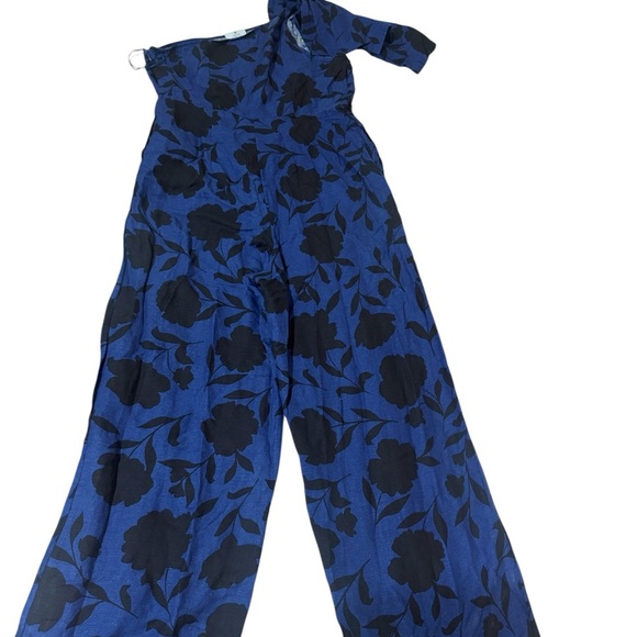 Kate Spade Blue and Black Floral One-Shoulder Jumpsuit - Picture 2 of 6